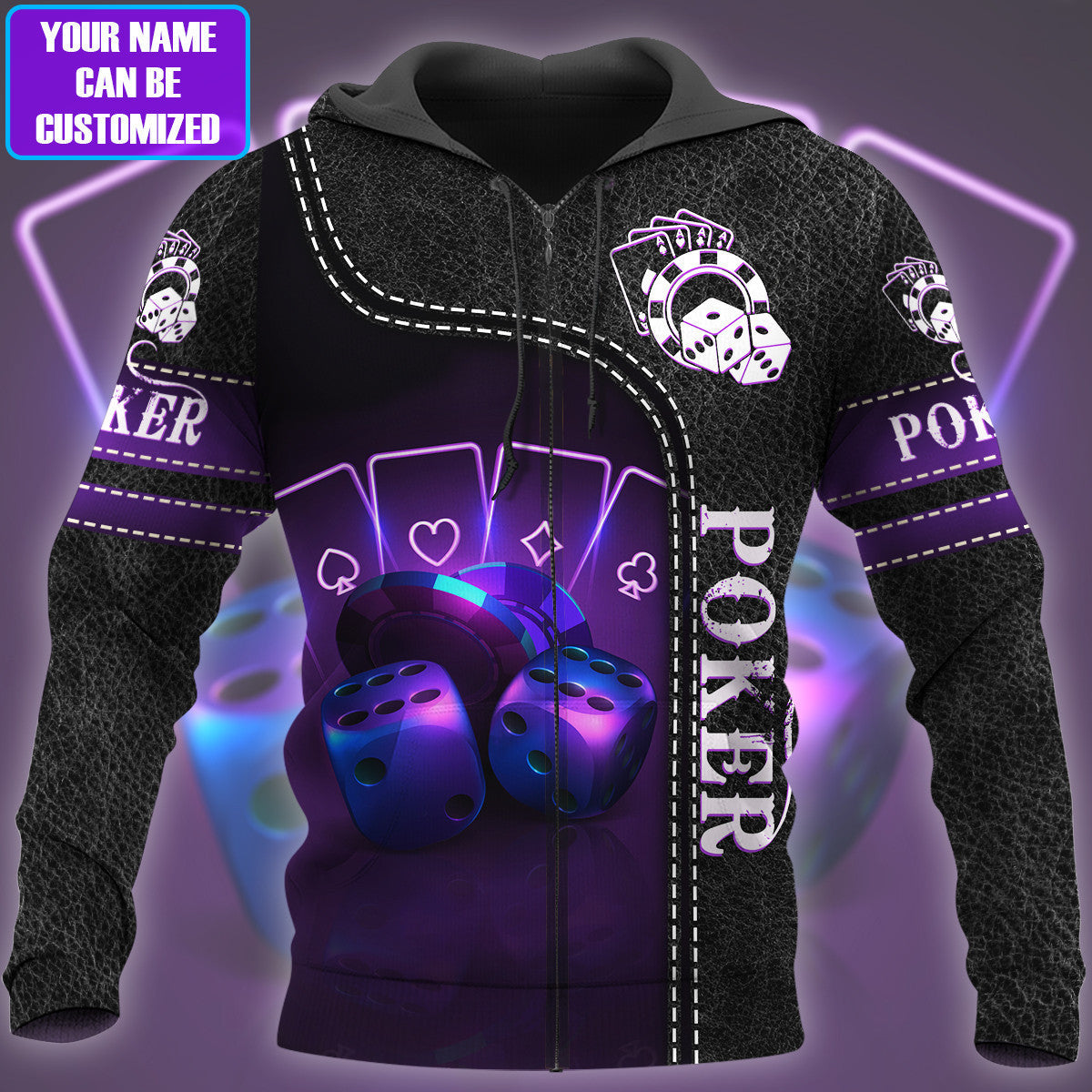 Purple Poker Shirt, Royal Casino Cards All-Over Print Unisex Tee