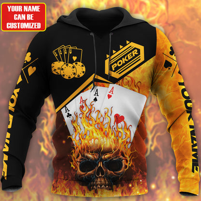 Personalized Name Poker Skull All Over Printed Unisex Shirt