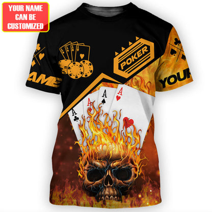 Personalized Name Poker Skull All Over Printed Unisex Shirt
