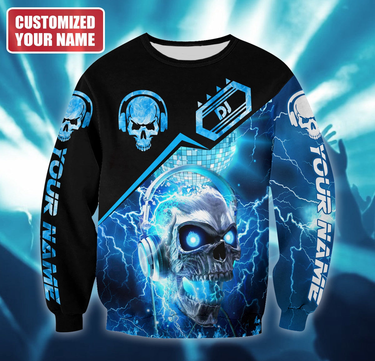 Skull DJ Shirt, Turntable Music All-Over Print Unisex Tee