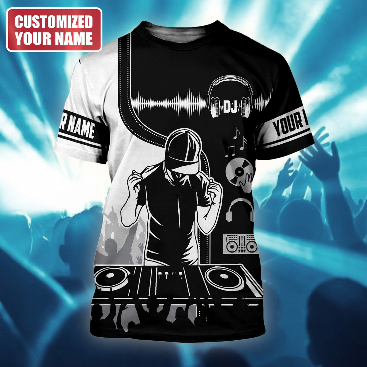 DJ Mixer Shirt, Disc Jockey Music All-Over Print Unisex Tee