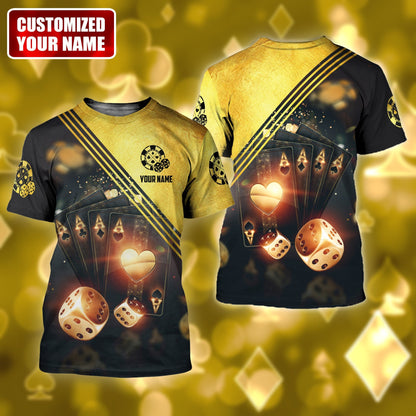 Poker Ace High Shirt, Classic Casino Cards All-Over Print Unisex Tee