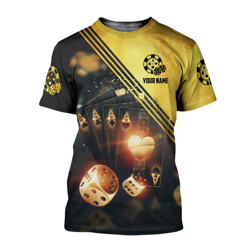 Poker Ace High Shirt, Classic Casino Cards All-Over Print Unisex Tee