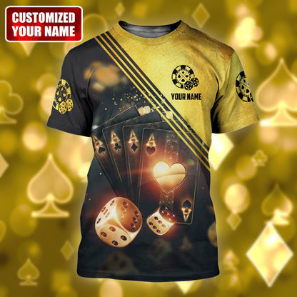 Poker Ace High Shirt, Classic Casino Cards All-Over Print Unisex Tee