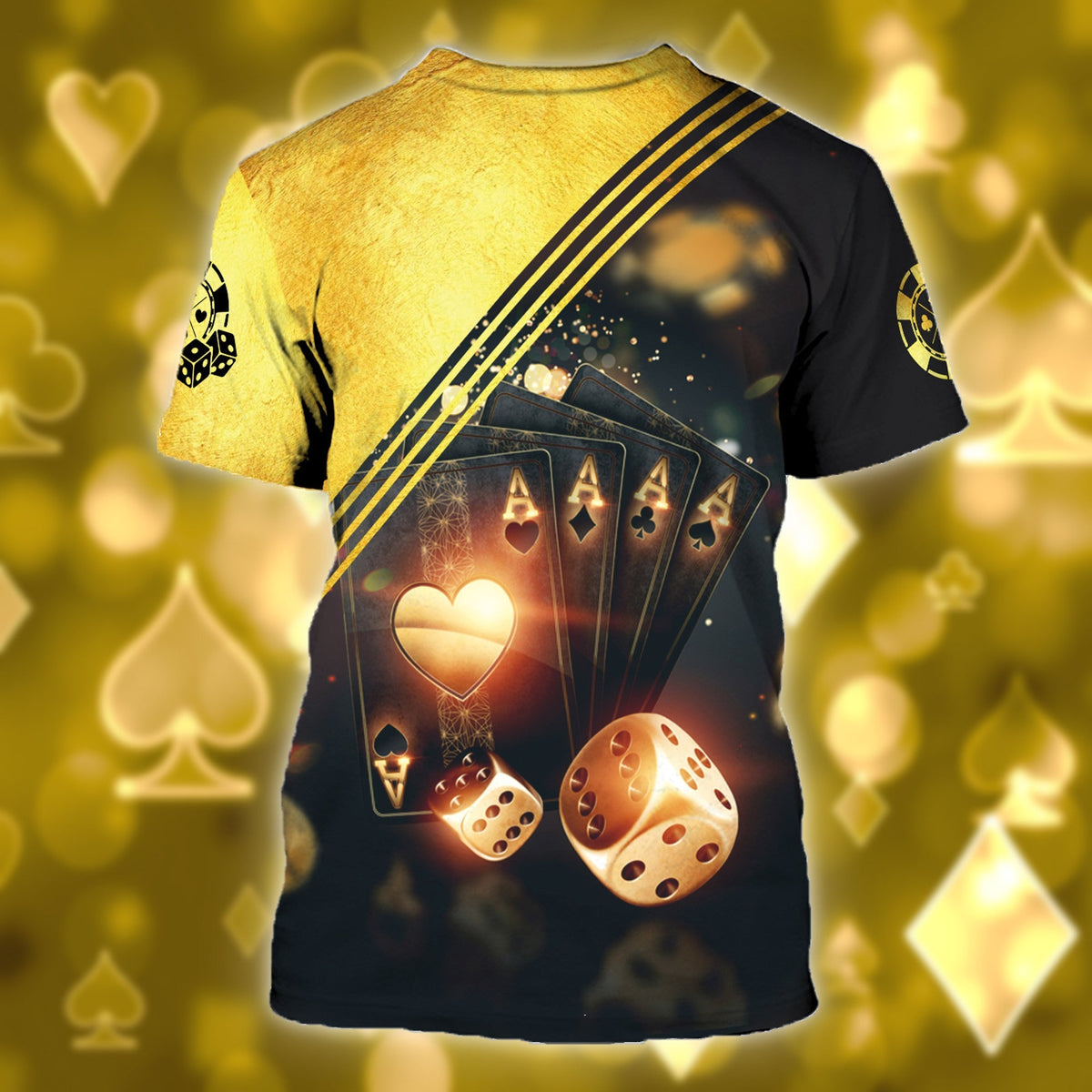 Poker Ace High Shirt, Classic Casino Cards All-Over Print Unisex Tee