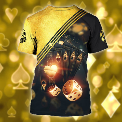 Poker Ace High Shirt, Classic Casino Cards All-Over Print Unisex Tee