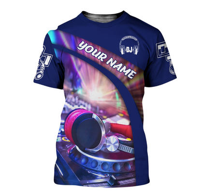 DJ Disc Jockey Shirt, Turntable Music All-Over Print Unisex Tee