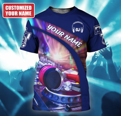 DJ Disc Jockey Shirt, Turntable Music All-Over Print Unisex Tee