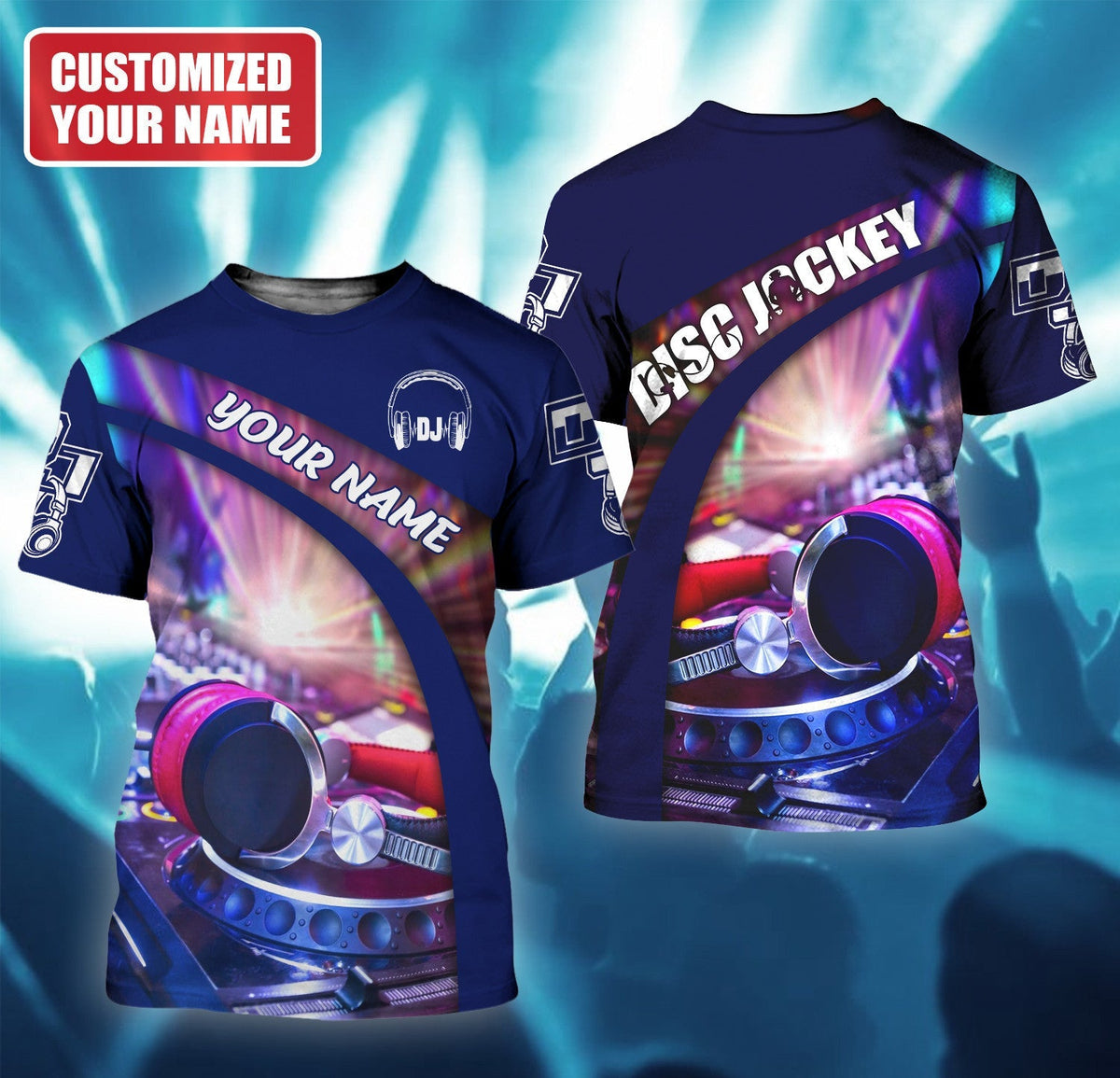 DJ Disc Jockey Shirt, Turntable Music All-Over Print Unisex Tee