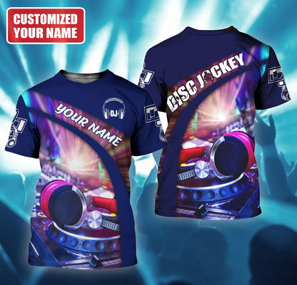 DJ Disc Jockey Shirt, Turntable Music All-Over Print Unisex Tee