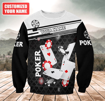 Poker Night Shirt, Classic Playing Cards All-Over Print Unisex Tee