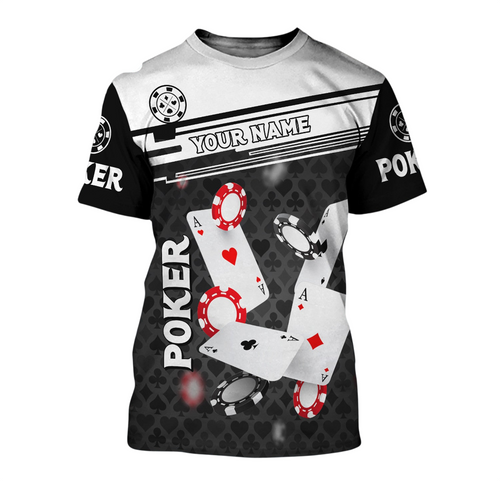 Poker Night Shirt, Classic Playing Cards All-Over Print Unisex Tee