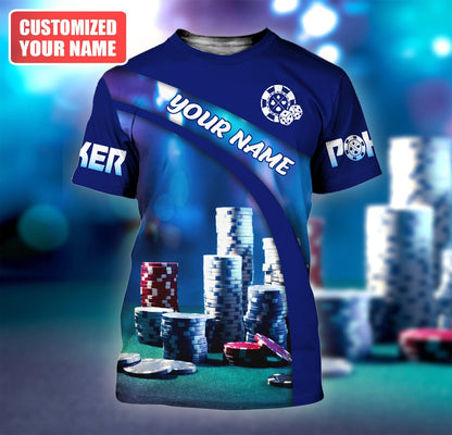 Poker Champion Shirt, Winning Cards All-Over Print Unisex Tee