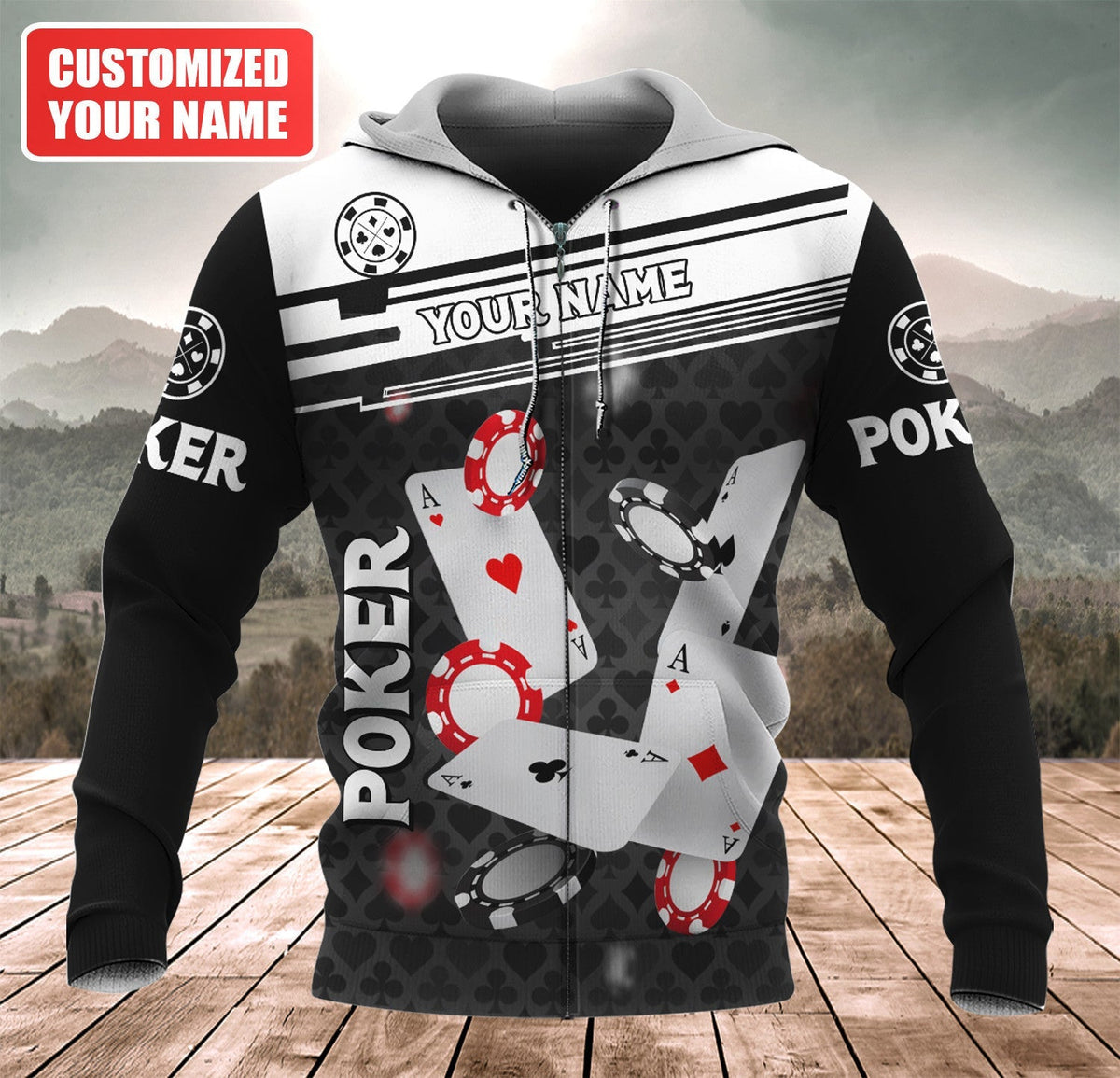 Poker Night Shirt, Classic Playing Cards All-Over Print Unisex Tee