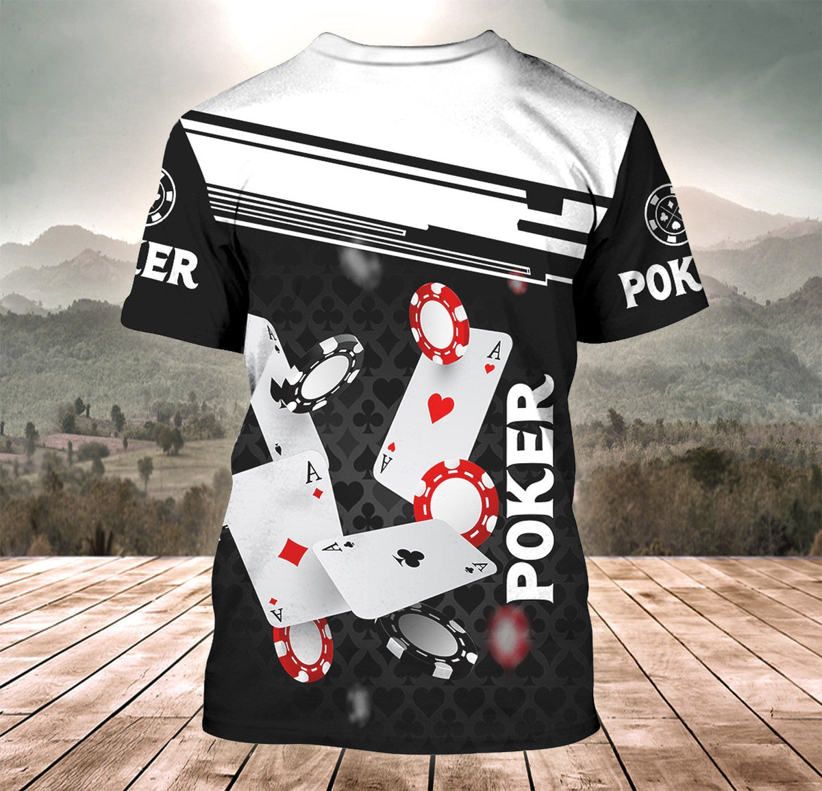 Poker Night Shirt, Classic Playing Cards All-Over Print Unisex Tee