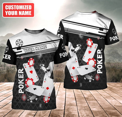 Poker Night Shirt, Classic Playing Cards All-Over Print Unisex Tee