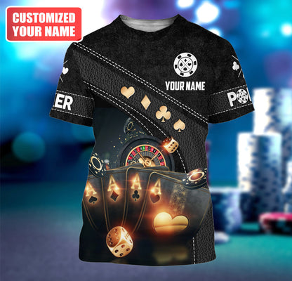 Poker Player Shirt, Lucky Cards All-Over Print Unisex Tee