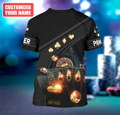 Poker Player Shirt, Lucky Cards All-Over Print Unisex Tee