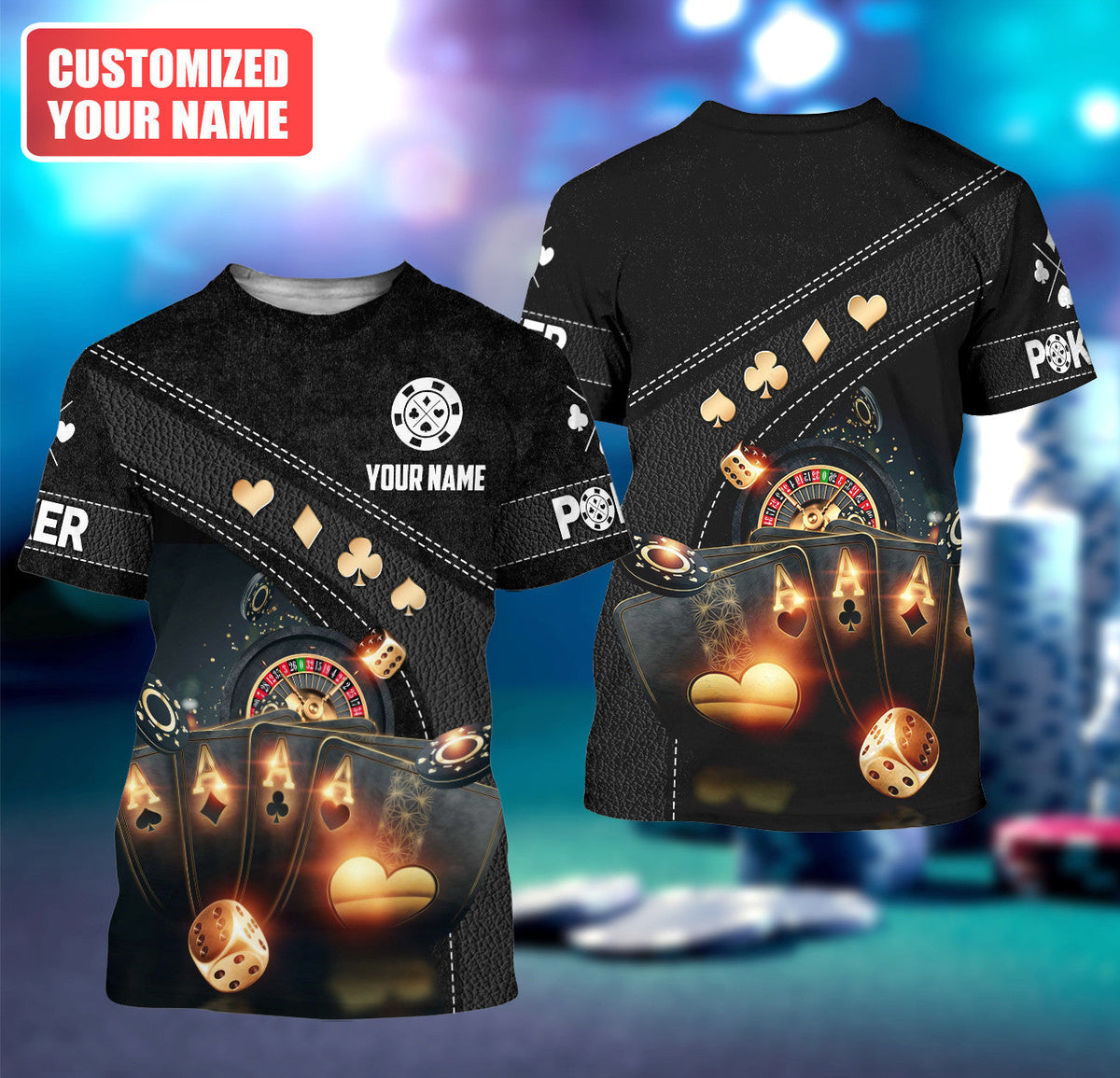 Poker Player Shirt, Lucky Cards All-Over Print Unisex Tee