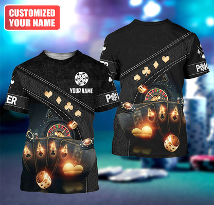 Poker Player Shirt, Lucky Cards All-Over Print Unisex Tee