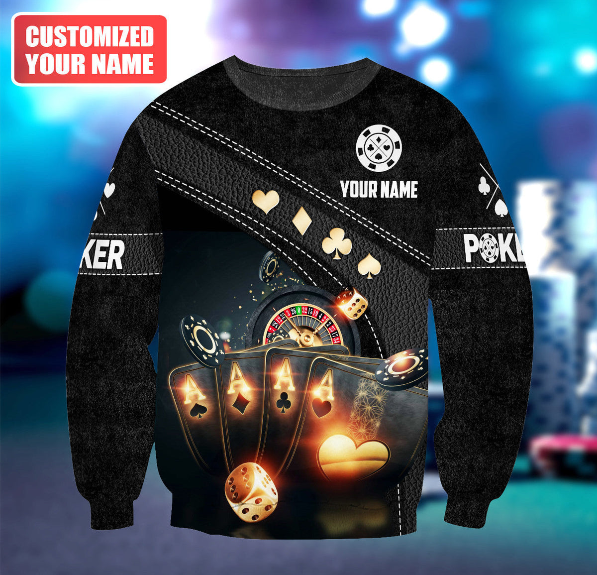 Poker Player Shirt, Lucky Cards All-Over Print Unisex Tee