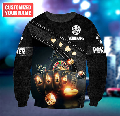 Poker Player Shirt, Lucky Cards All-Over Print Unisex Tee