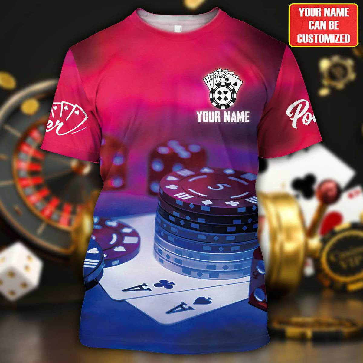 Poker Shirt, Playing Cards All-Over Print Unisex Poker Player Tee