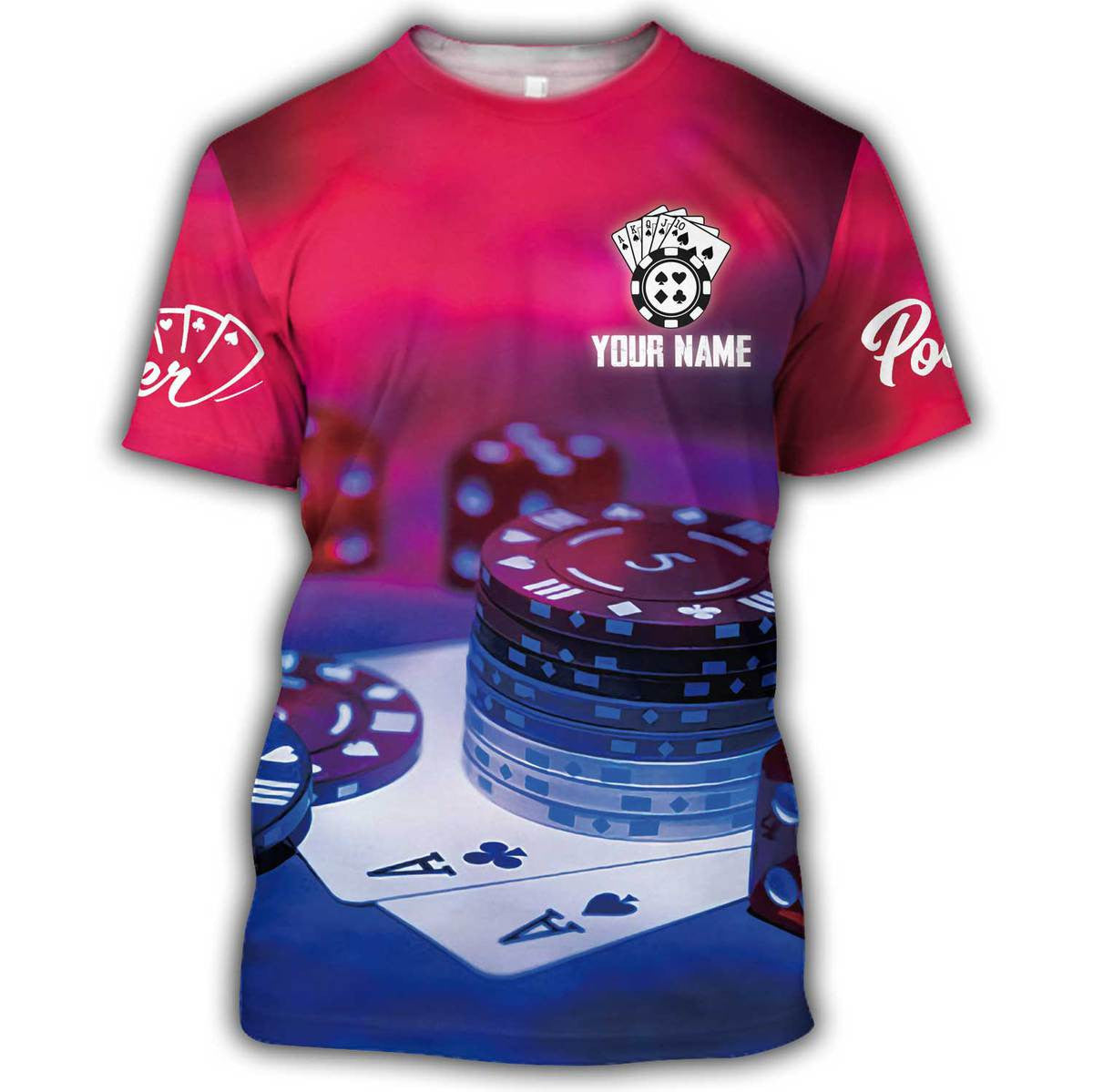 Poker Shirt, Playing Cards All-Over Print Unisex Poker Player Tee