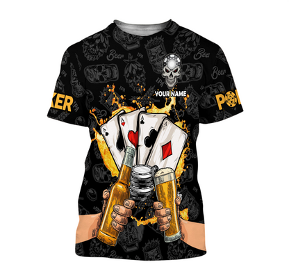 Poker & Beer Shirt, Casino Night All-Over Print Unisex Tee