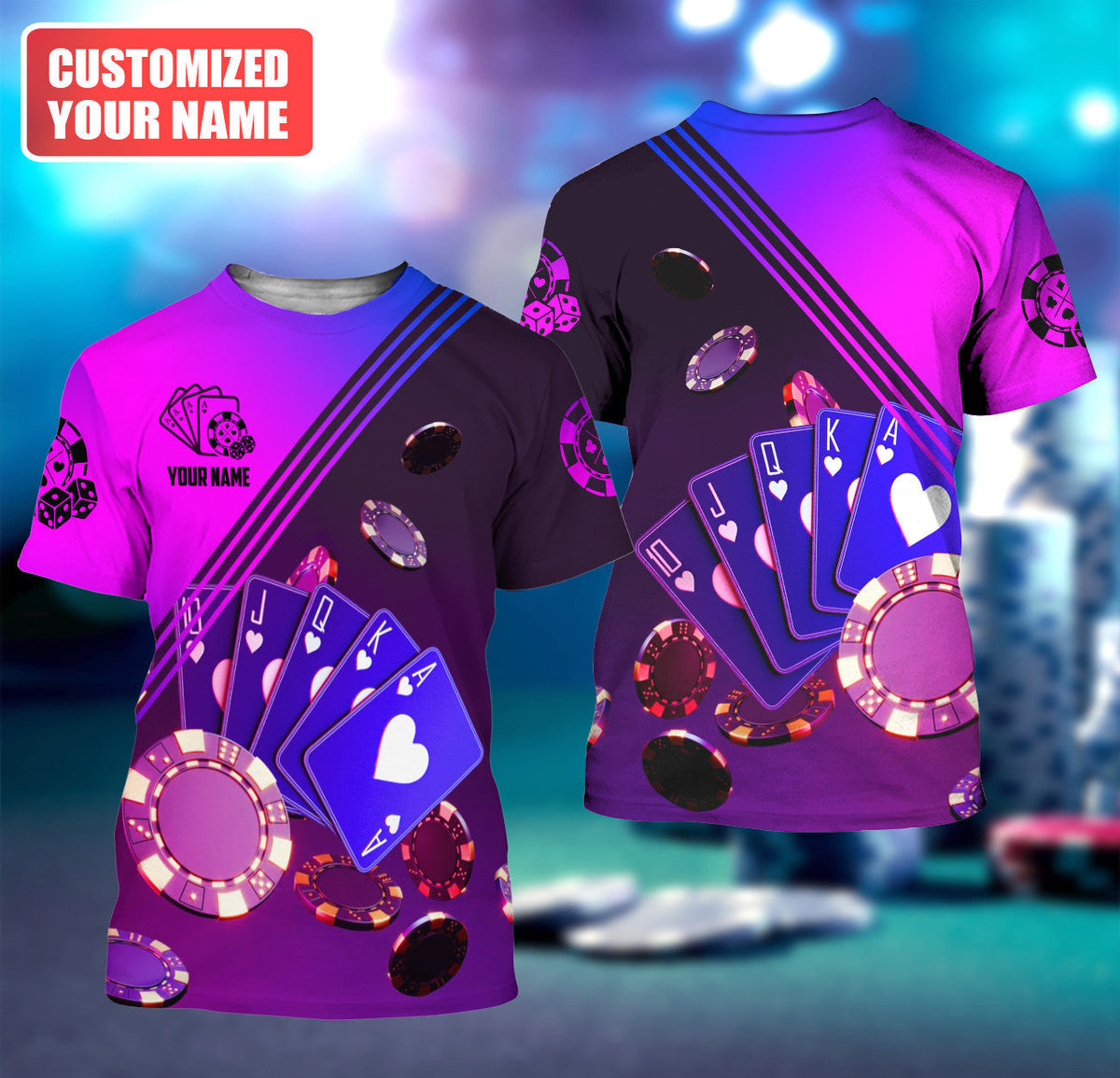 Poker Player Shirt, Playing Cards All-Over Print Unisex Tee