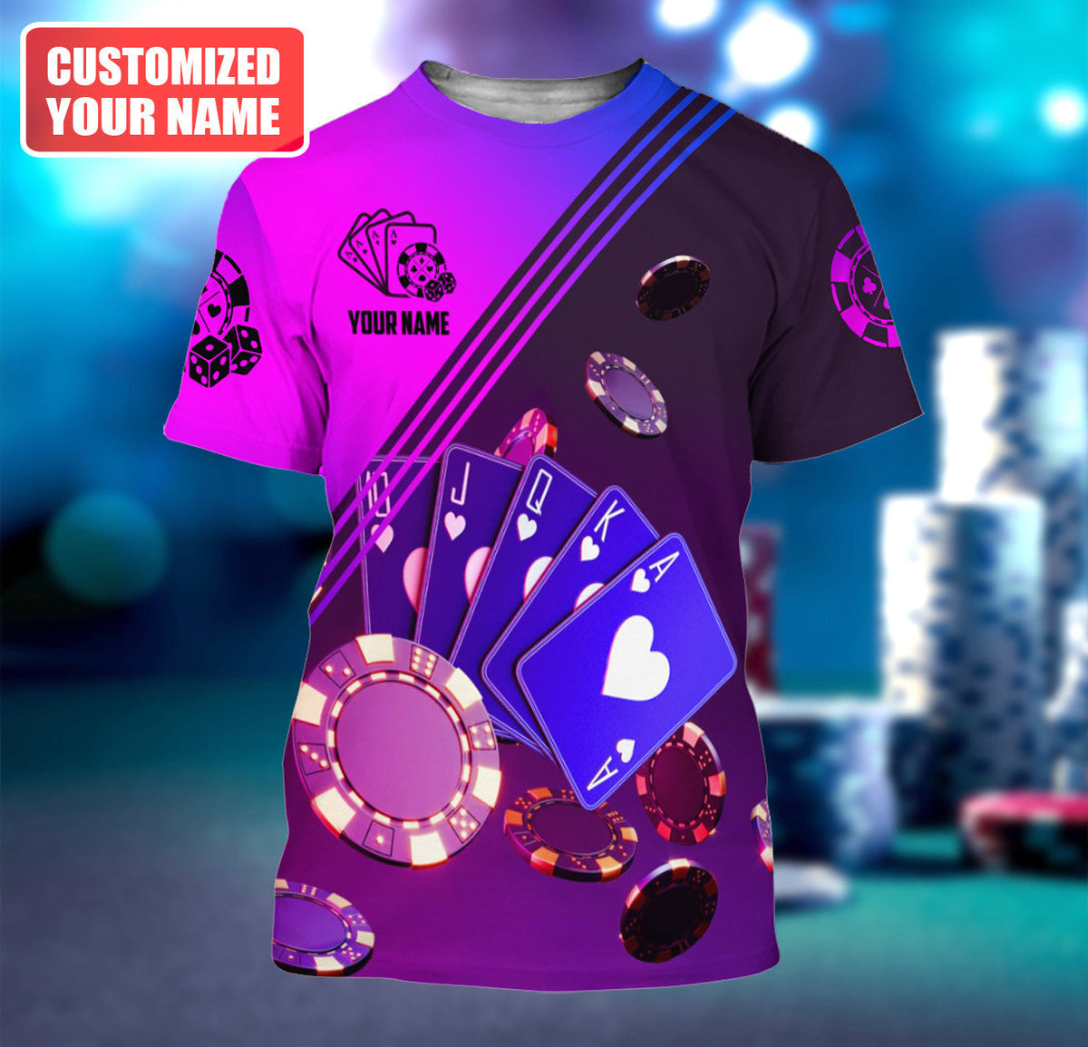 Poker Player Shirt, Playing Cards All-Over Print Unisex Tee