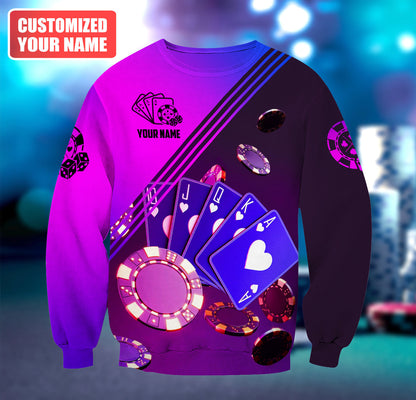 Poker Player Shirt, Playing Cards All-Over Print Unisex Tee