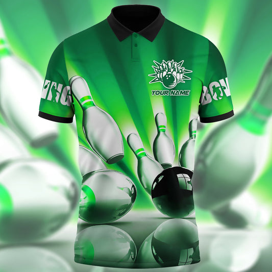 Personalized Name Bowling Q9 Green Version All Over Printed Unisex Shirt