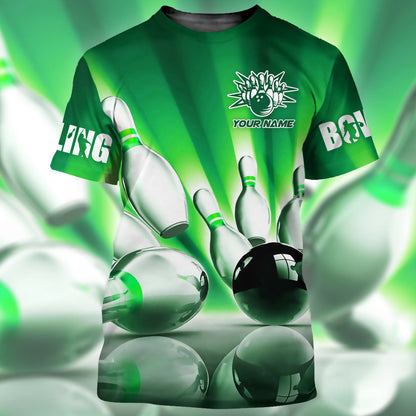 Personalized Name Bowling Q9 Green Version All Over Printed Unisex Shirt