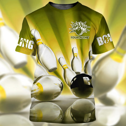 Personalized Name Bowling Q9 Yellow Version All Over Printed Unisex Shirt