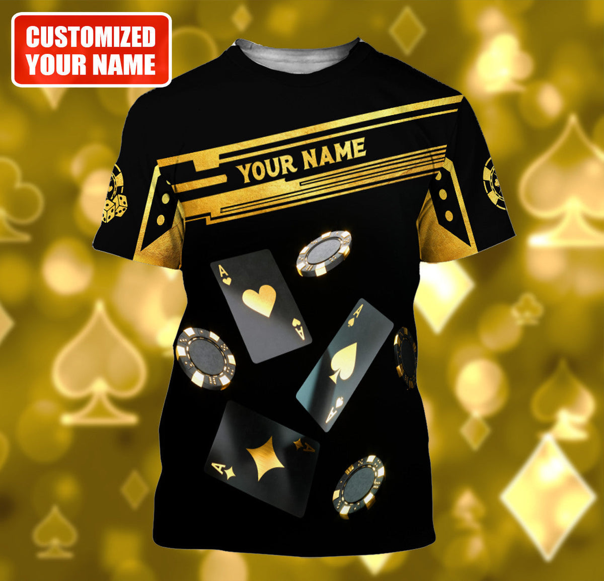 Winning Poker Hand Shirt, Card Player All-Over Print Unisex Tee