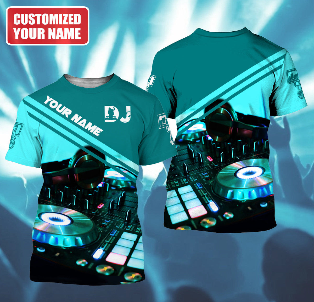 DJ Disc Jockey Shirt, Turntable Music All-Over Print Unisex Tee
