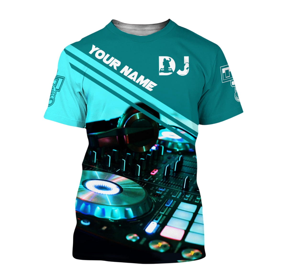 DJ Disc Jockey Shirt, Turntable Music All-Over Print Unisex Tee