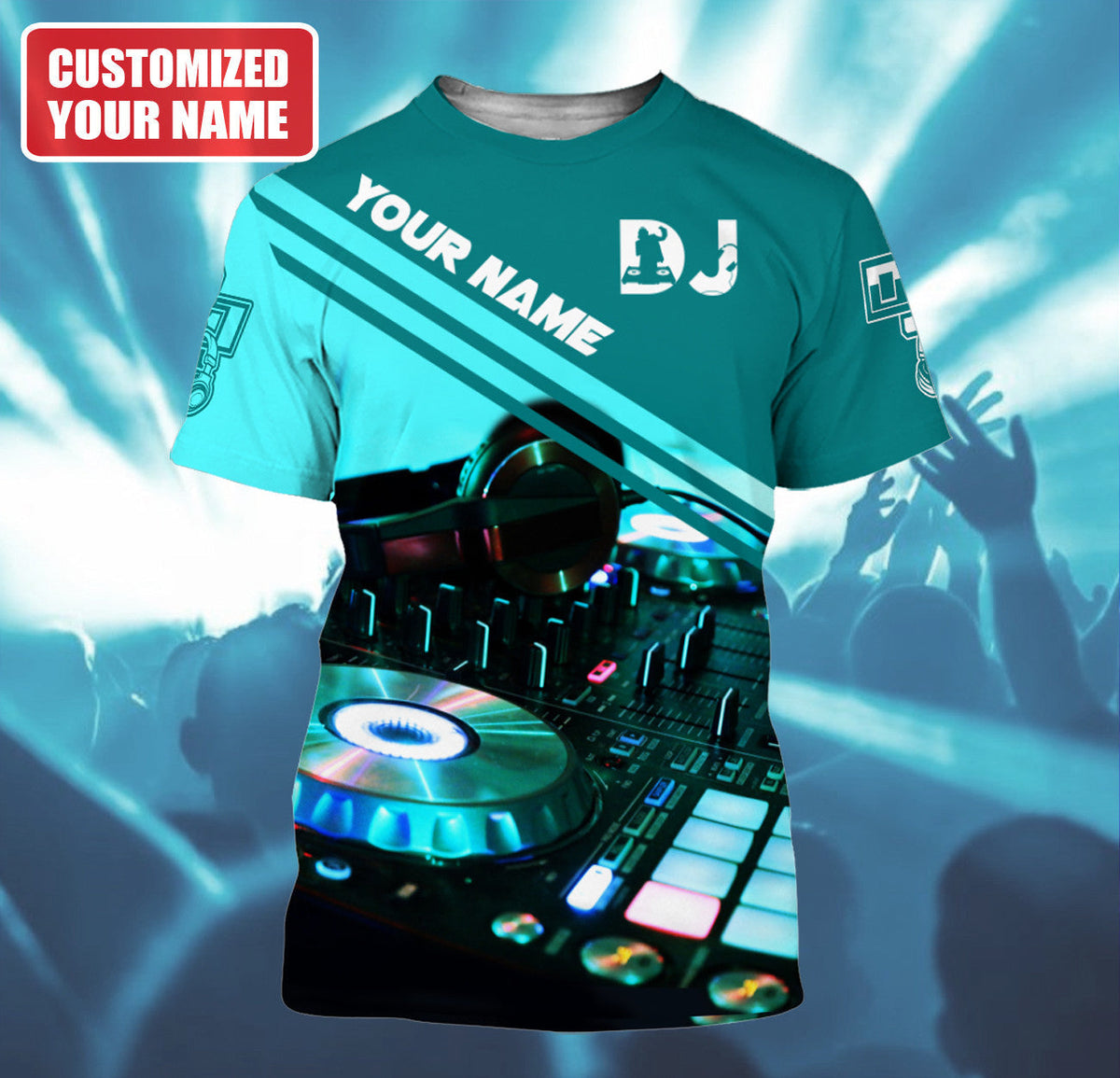 DJ Disc Jockey Shirt, Turntable Music All-Over Print Unisex Tee