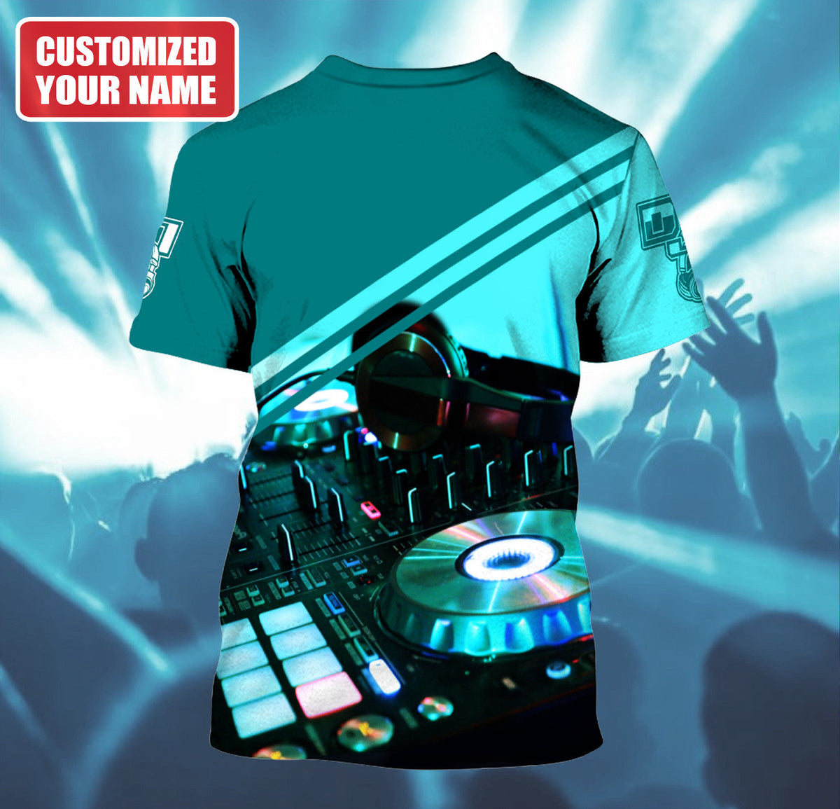 DJ Disc Jockey Shirt, Turntable Music All-Over Print Unisex Tee