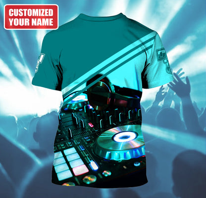 DJ Disc Jockey Shirt, Turntable Music All-Over Print Unisex Tee