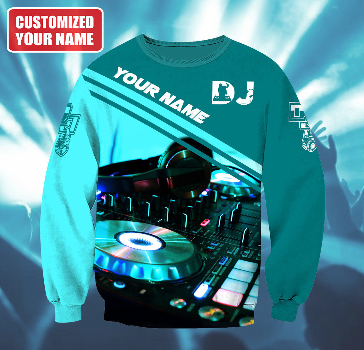 DJ Disc Jockey Shirt, Turntable Music All-Over Print Unisex Tee
