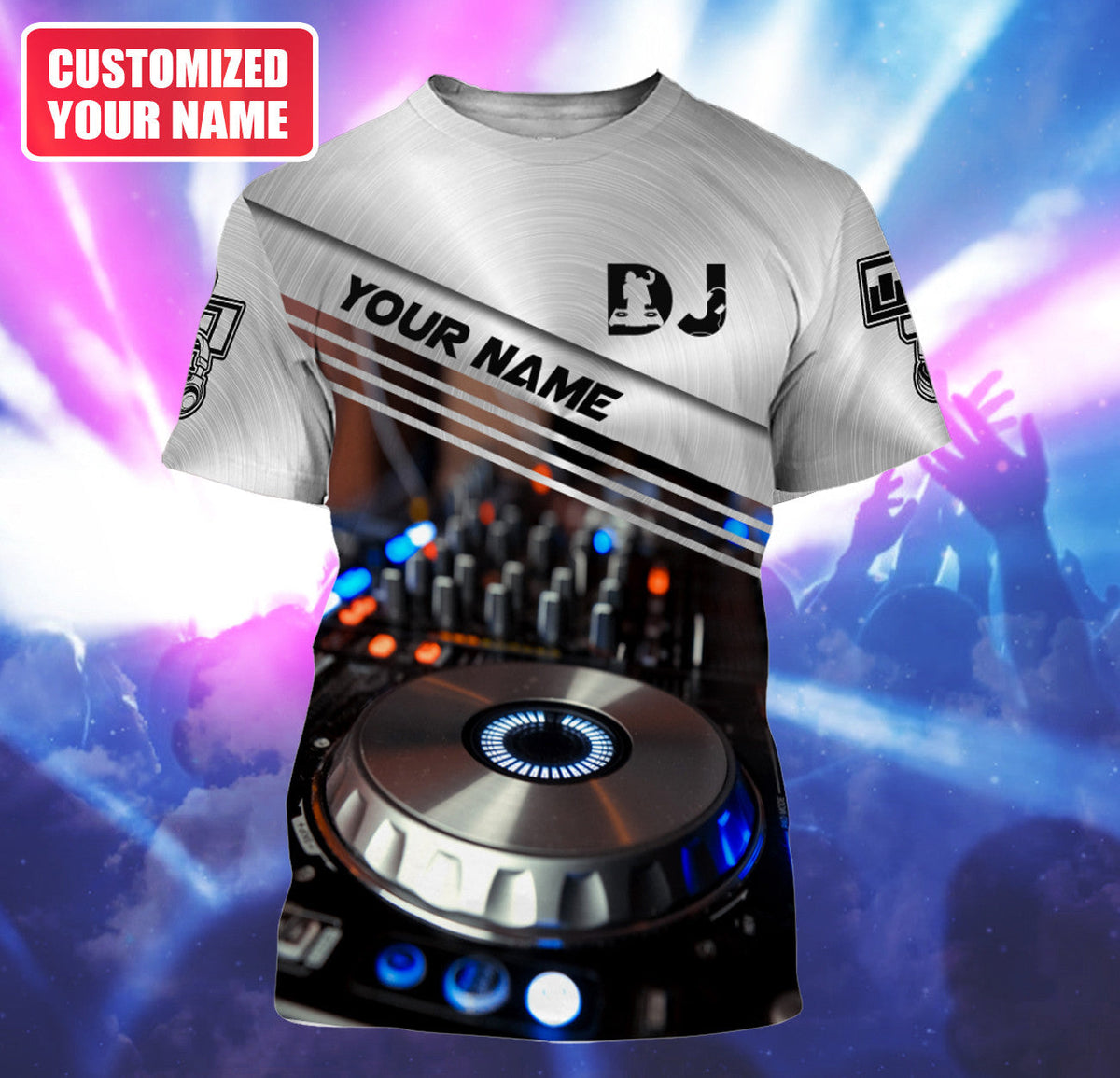 DJ Spin Master Shirt, Disc Jockey Turntable All-Over Print Unisex Tee