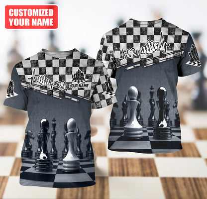 Classic Chess Strategy Shirt, King & Queen Board All-Over Print Unisex Tee