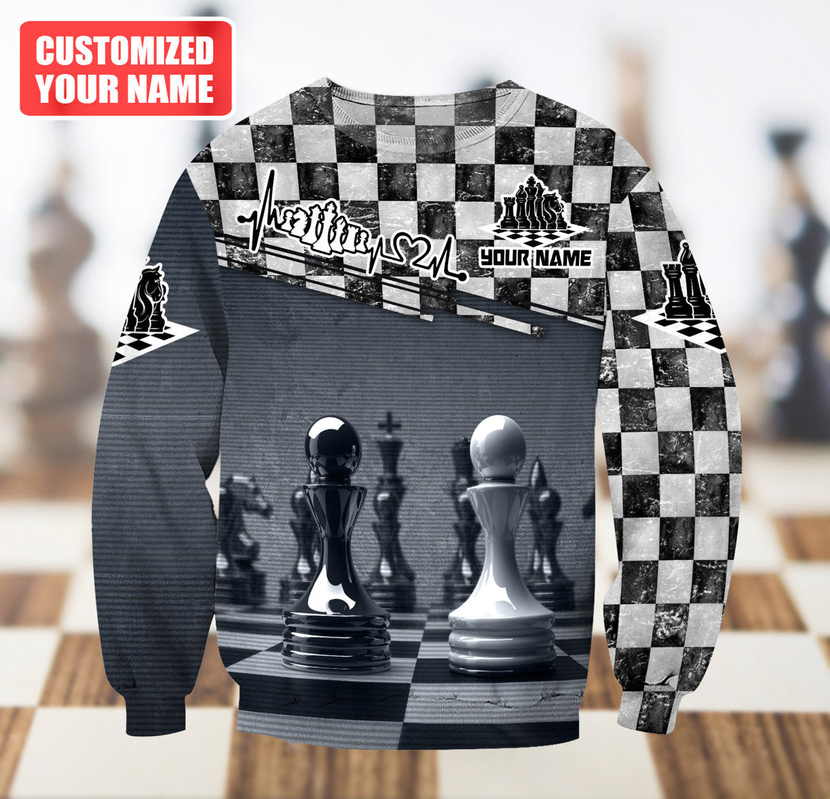 Classic Chess Strategy Shirt, King & Queen Board All-Over Print Unisex Tee
