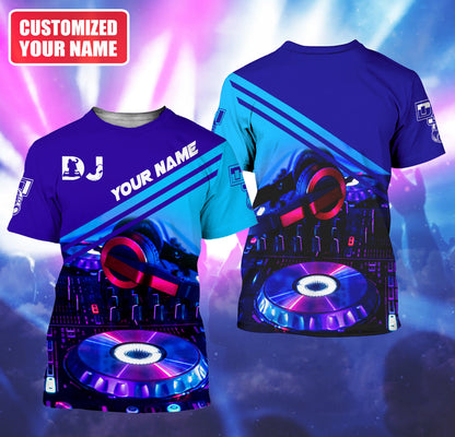 DJ Rhythm Shirt, Disc Jockey Turntable All-Over Print Unisex Tee