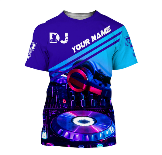 DJ Rhythm Shirt, Disc Jockey Turntable All-Over Print Unisex Tee