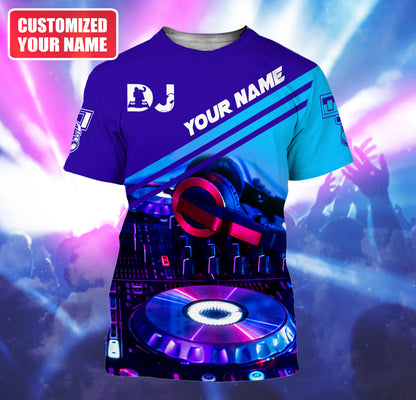 DJ Rhythm Shirt, Disc Jockey Turntable All-Over Print Unisex Tee