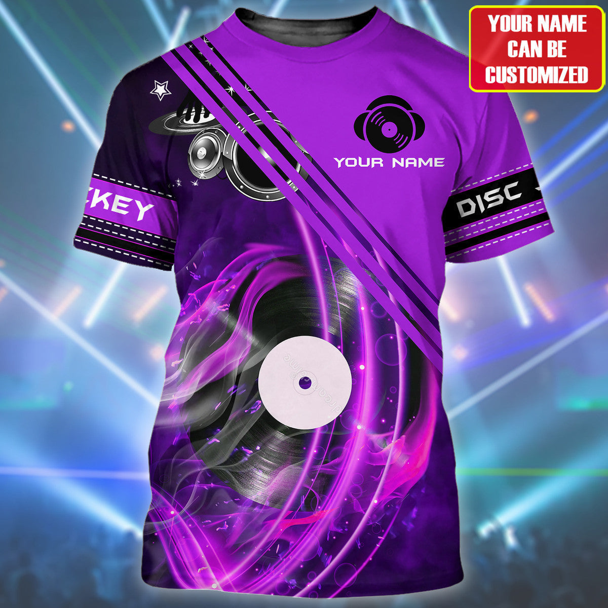DJ Soundwave Shirt, Disc Jockey Turntable All-Over Print Unisex Tee