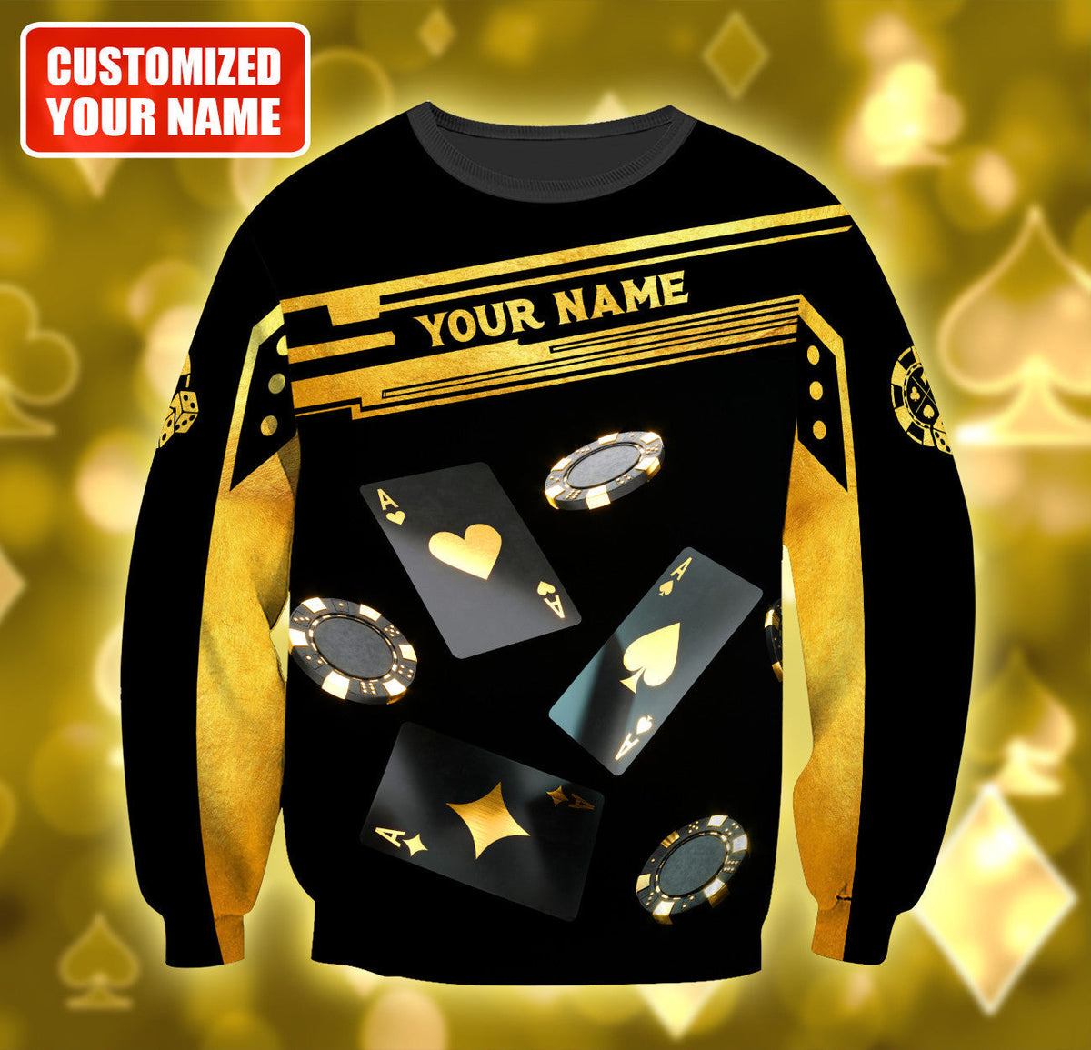 Winning Poker Hand Shirt, Card Player All-Over Print Unisex Tee